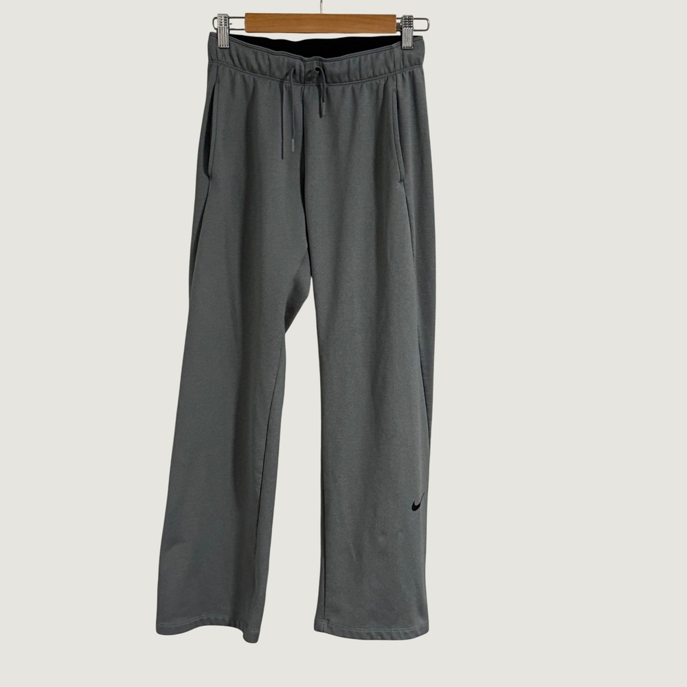 Nike Sweatpants Women XS Gray Therma FIT Wide Leg Fleece Lined Activewear Winter